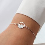 Srebrna Bransoletka Góry na Łańcuszku Grawer