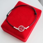 Srebrna Bransoletka z Piłką do Siatkówki na Sznurku