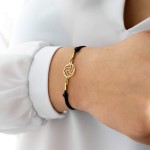 Złota Bransoletka z Piłką do Siatkówki na Sznurku 