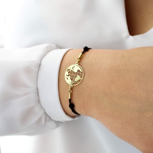 Złota Bransoletka z Kulą Ziemską na Sznurku