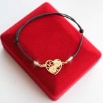 Złota Bransoletka Serce Inicjały na Sznurku Grawer