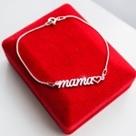 Srebrna Bransoletka Mama z Sercem na Łańcuszku