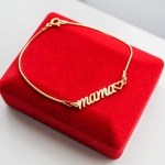 Złota Bransoletka Mama z Sercem na Łańcuszku