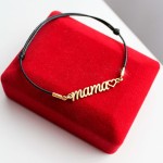 Złota Bransoletka Mama z Sercem na Sznurku