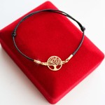 Złota Bransoletka Drzewko Szczęścia na Sznurku