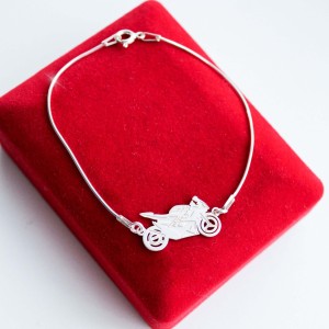 Srebrna Bransoletka z Motocyklem na Łańcuszku
