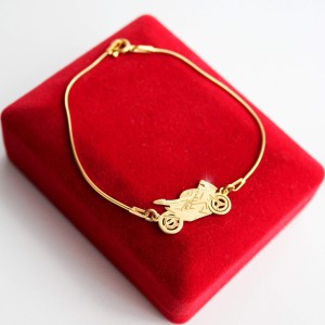 Złota Bransoletka z Motocyklem na Łańcuszku