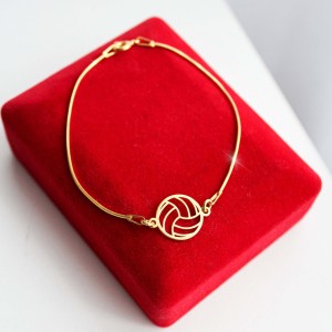 Złota Bransoletka z Piłką do Siatkówki na Łańcuszku