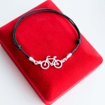 Srebrna Bransoletka Rower na Sznurku