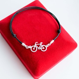 Srebrna Bransoletka Rower na Sznurku
