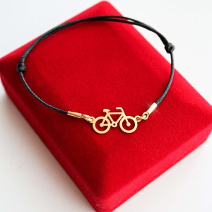 Złota Bransoletka Rower na Sznurku