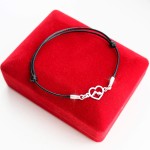 Srebrna Bransoletka Serce z Górami na Sznurku