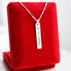 Srebrny Naszyjnik z Podłużną Blaszką Grawer