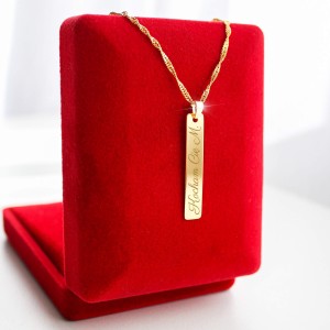 Złoty Naszyjnik z Podłużną Blaszką Grawer