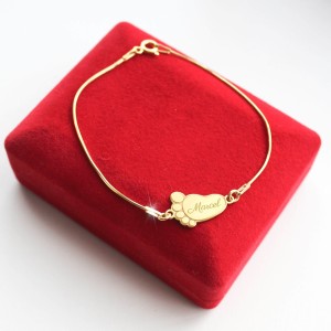Złota Bransoletka Stópka Grawer