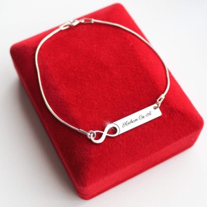 Srebrna Bransoletka z Nieskończonością Grawer