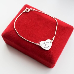 Srebrna Bransoletka z Sercem Grawer