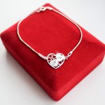 Srebrna Bransoletka Serce Inicjały Grawer