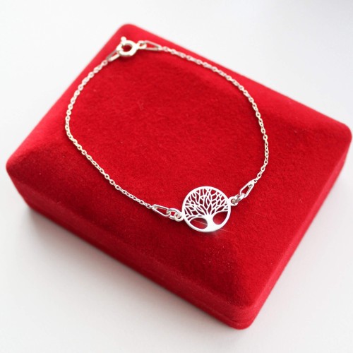 Srebrna Bransoletka z Drzewkiem Szczęścia
