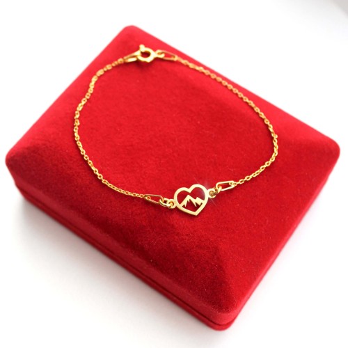 Złota Bransoletka Serce z Górami