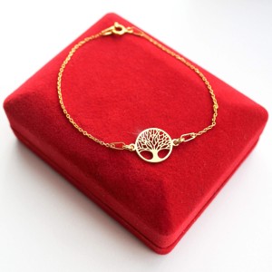 Złota Bransoletka z Drzewkiem Szczęścia