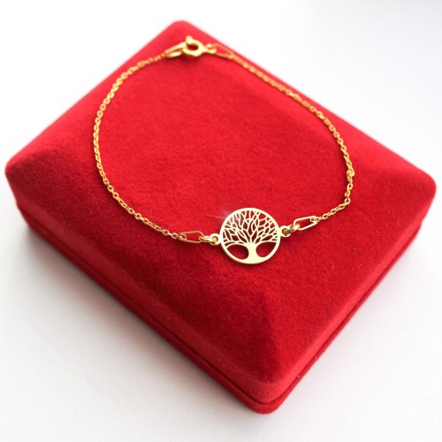 Złota Bransoletka z Drzewkiem Szczęścia