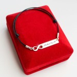 Srebrna Bransoletka z Nieskończonością na Sznurku Grawer