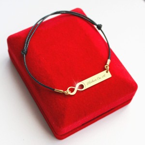 Złota Bransoletka z Nieskończonością na Sznurku Grawer