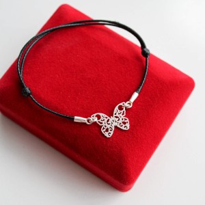 Srebrna Bransoletka z Ażurowym Motylem