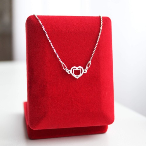 Srebrny Naszyjnik Serce Kot 925