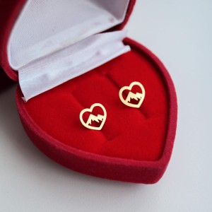 Złote Kolczyki Serce z Górami