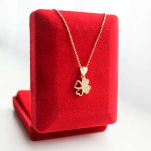 Złoty Naszyjnik z Koniczynką Wysadzaną Cyrkoniami