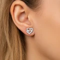Srebrne Kolczyki Serce z Cyrkoniami na Sztyfcie 925