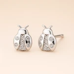 Srebrne Kolczyki Dziecięce Biedronki z Cyrkoniami 925
