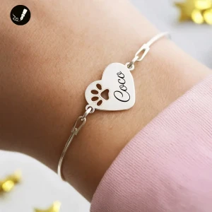 Srebrna Bransoletka Łapka Psa / Kota na Łańcuszku 925