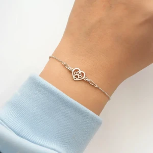 Srebrna Bransoletka Łapka Psa / Kota na Łańcuszku 925