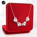 Srebrny Naszyjnik Cztery Serca z Łapką Psa / Kota 925