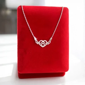 Srebrny Naszyjnik Serce z Małą Łapką 925