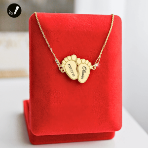 Złoty Naszyjnik Stópki Dziecka dla Mamy 925