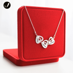 Srebrny Naszyjnik Trzy Serca Stópki z Imionami Dzieci dla Mamy 925