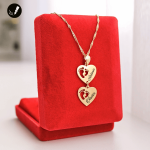 Złoty Naszyjnik Dwa Serca Stópki z Imionami Dzieci dla Mamy 925