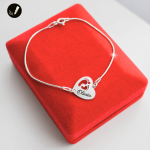 Srebrna Bransoletka Serce Stópki na Łańcuszku 925 