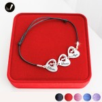 Srebrna Bransoletka Trzy Serca ze Stópkami na Sznurku 925