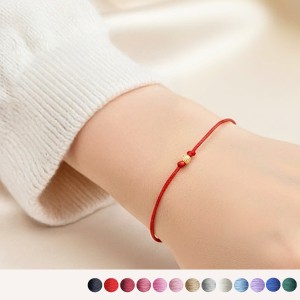 Złota Delikatna Bransoletka Szczęścia z Kuleczką 585