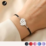 Srebrna Bransoletka Stópki na Sznurku 925