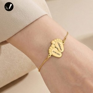 Złota Bransoletka Stópki na Łańcuszku 925