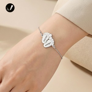 Srebrna Bransoletka Stópki na Łańcuszku 925