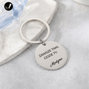 Personalizowany Srebrny Okrągły Brelok z Twoim Grawerunkiem