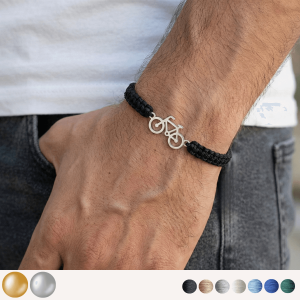 Srebrna Bransoletka dla Niego z Rowerem na Sznurku 925