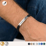 Srebrna Bransoletka dla Niego z  Grawerunkiem na Sznurku 925